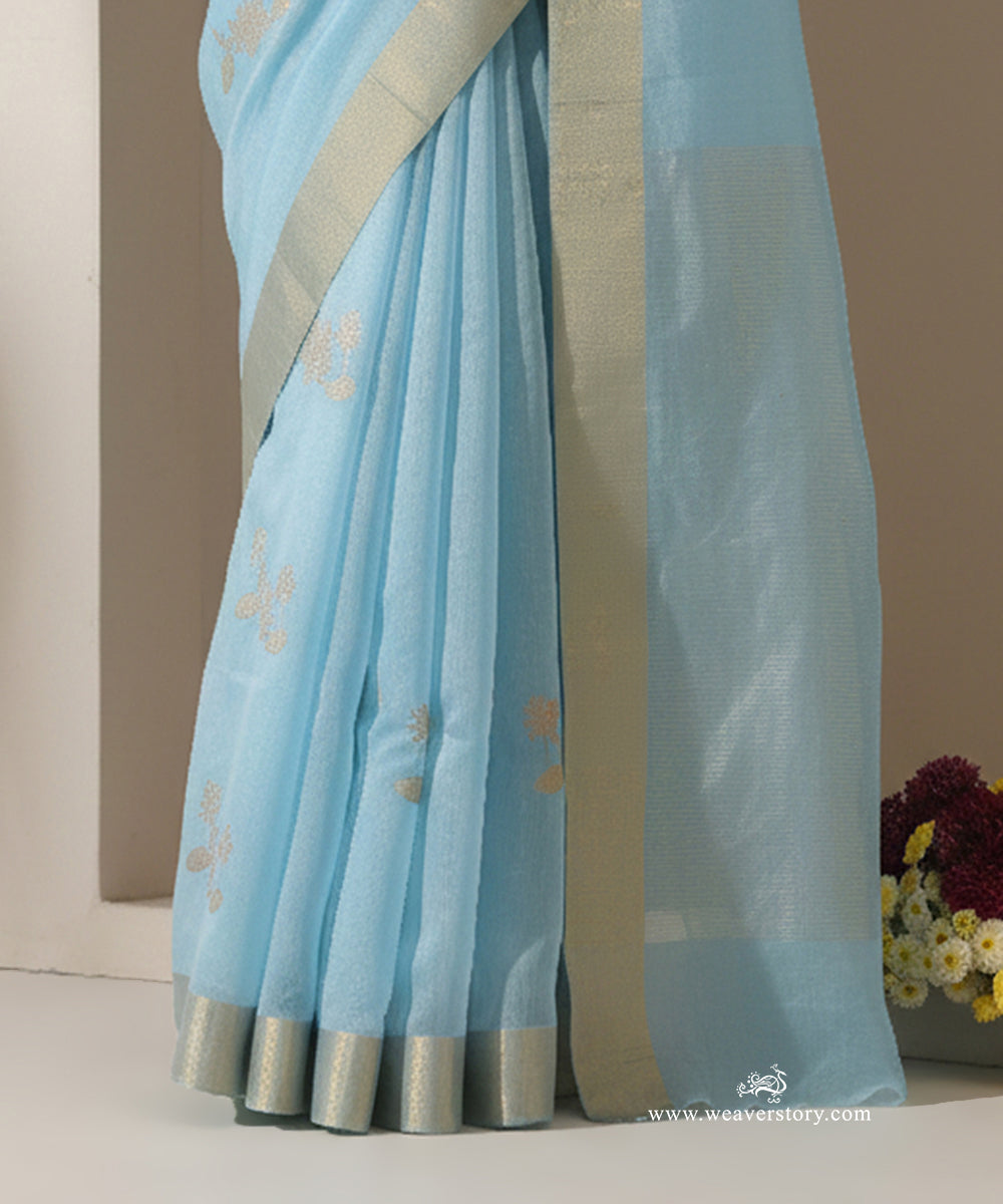 Sky_Blue_Handloom_Lotus_Motif_Cotton_Silk_Chanderi_Saree_WeaverStory_04
