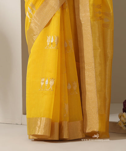 Yellow_Handloom_Tilak_Motif_Cotton_Silk_Chanderi_Saree_WeaverStory_04