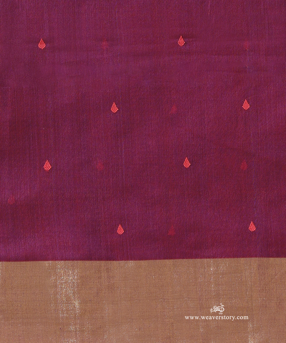 Tomato_Red_Handloom_Tilak_Motif_Cotton_Silk_Chanderi_Saree_WeaverStory_05