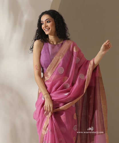 Pink_Handloom_Chakra_Motif_Cotton_Silk_Chanderi_Saree_WeaverStory_02