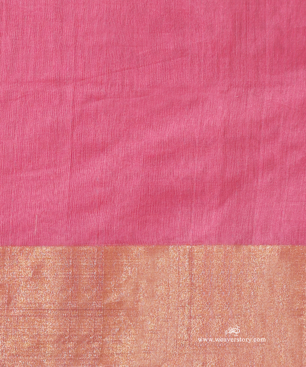 Pink_Handloom_Pyramid_Motif_Jaal_Cotton_Silk_Chanderi_Saree_WeaverStory_05
