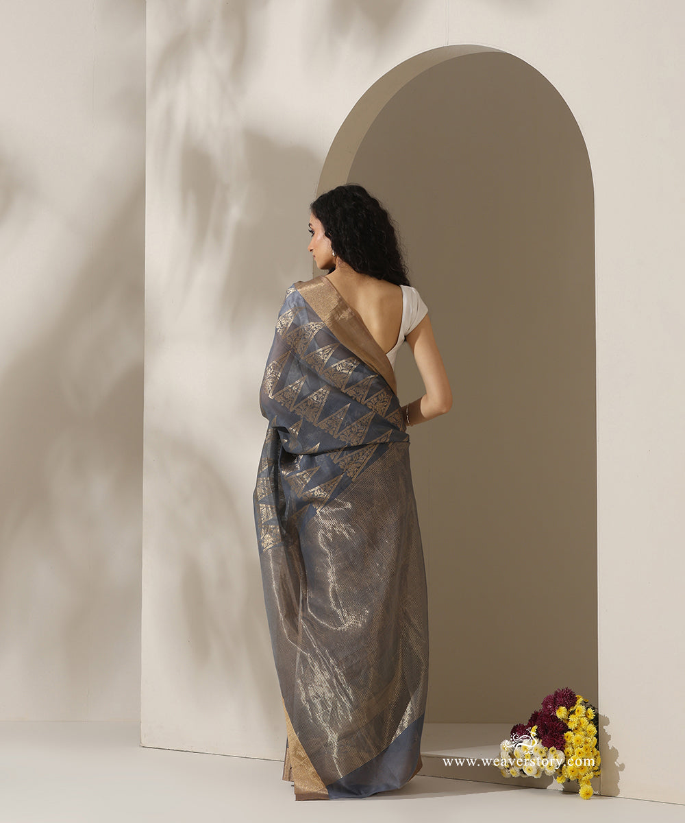 Lavender_Grey_Handloom_Pyramid_Motif_Jaal_Cotton_Silk_Chanderi_Saree_WeaverStory_03