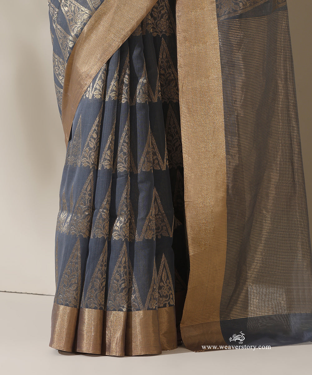 Lavender_Grey_Handloom_Pyramid_Motif_Jaal_Cotton_Silk_Chanderi_Saree_WeaverStory_04