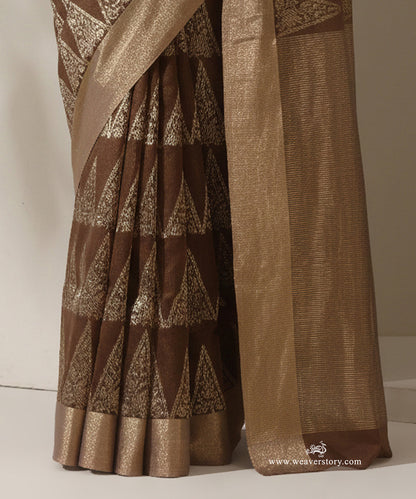 Brown_Handloom_Pyramid_Motif_Jaal_Cotton_Silk_Chanderi_Saree_WeaverStory_04