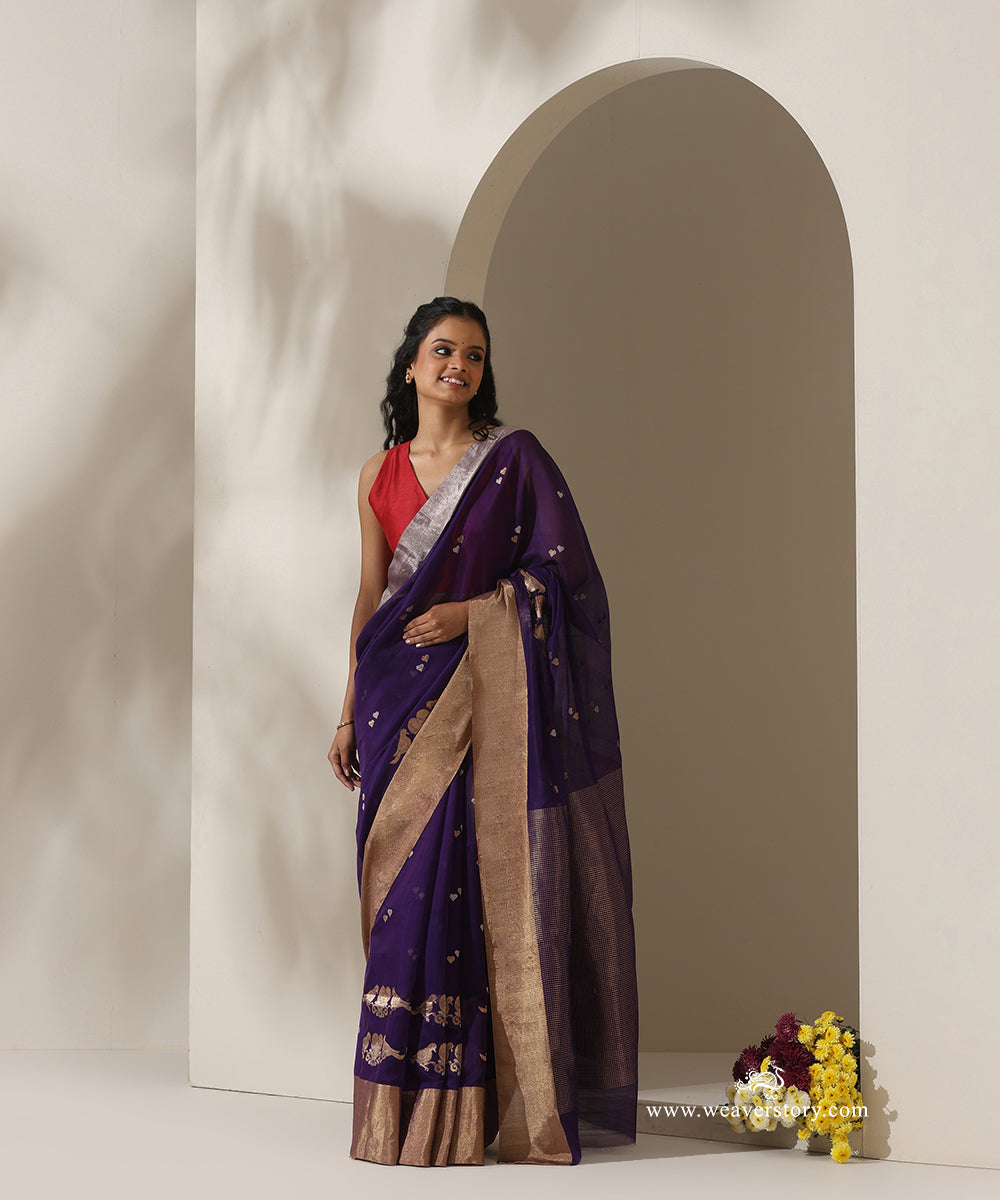 Purple_Handloom_Twin_Hearts_Motif_With_Bird_Border_Cotton_Silk_Chanderi_Saree_WeaverStory_01