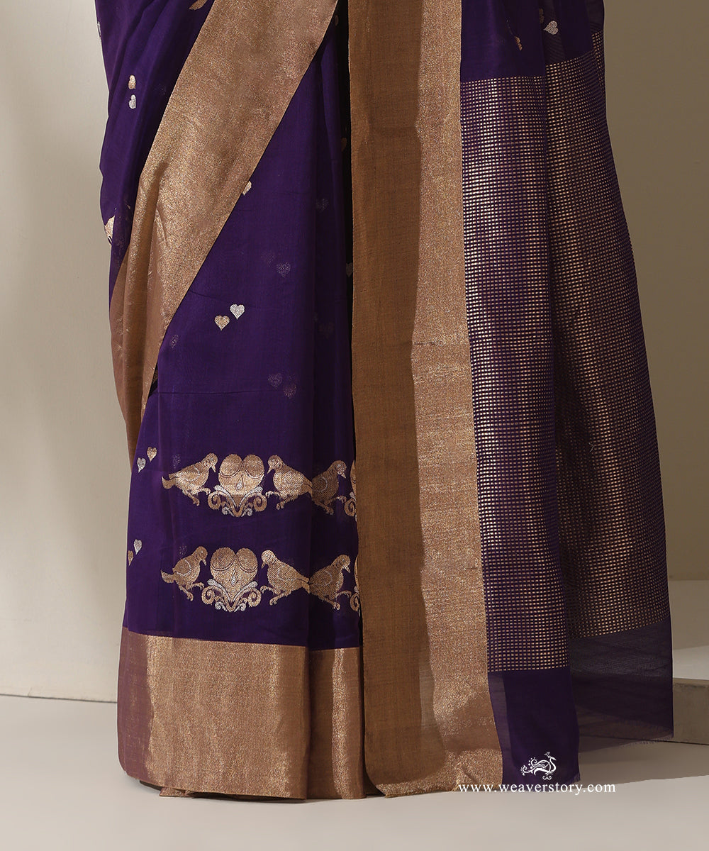 Purple_Handloom_Twin_Hearts_Motif_With_Bird_Border_Cotton_Silk_Chanderi_Saree_WeaverStory_04