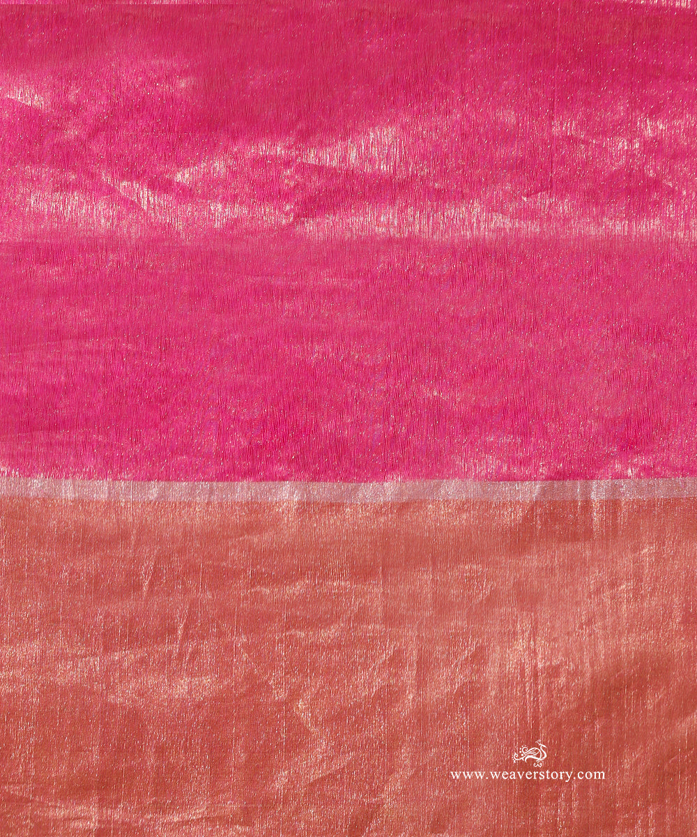 Pink_Handloom_Floral_Jaal_Rani_Cotton_Silk_Chanderi_Saree_WeaverStory_05