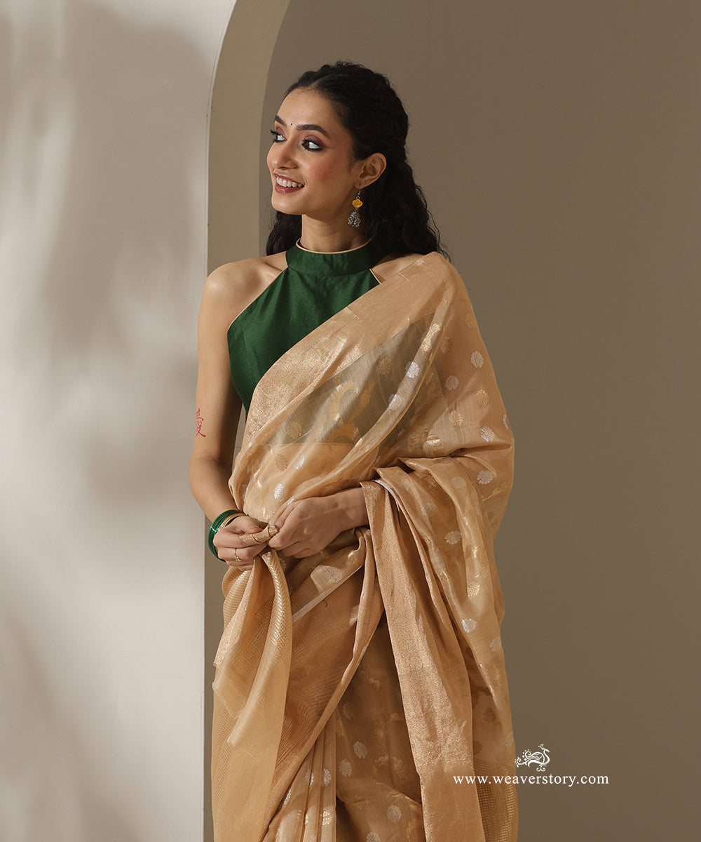Beige_Handloom_Classic_Jaal_Cotton_Silk_Chanderi_Saree_WeaverStory_02