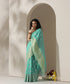 Firozi_Blue_Handloom_Sunflower_Motif_Jaal_Cotton_Silk_Chanderi_Saree_WeaverStory_01