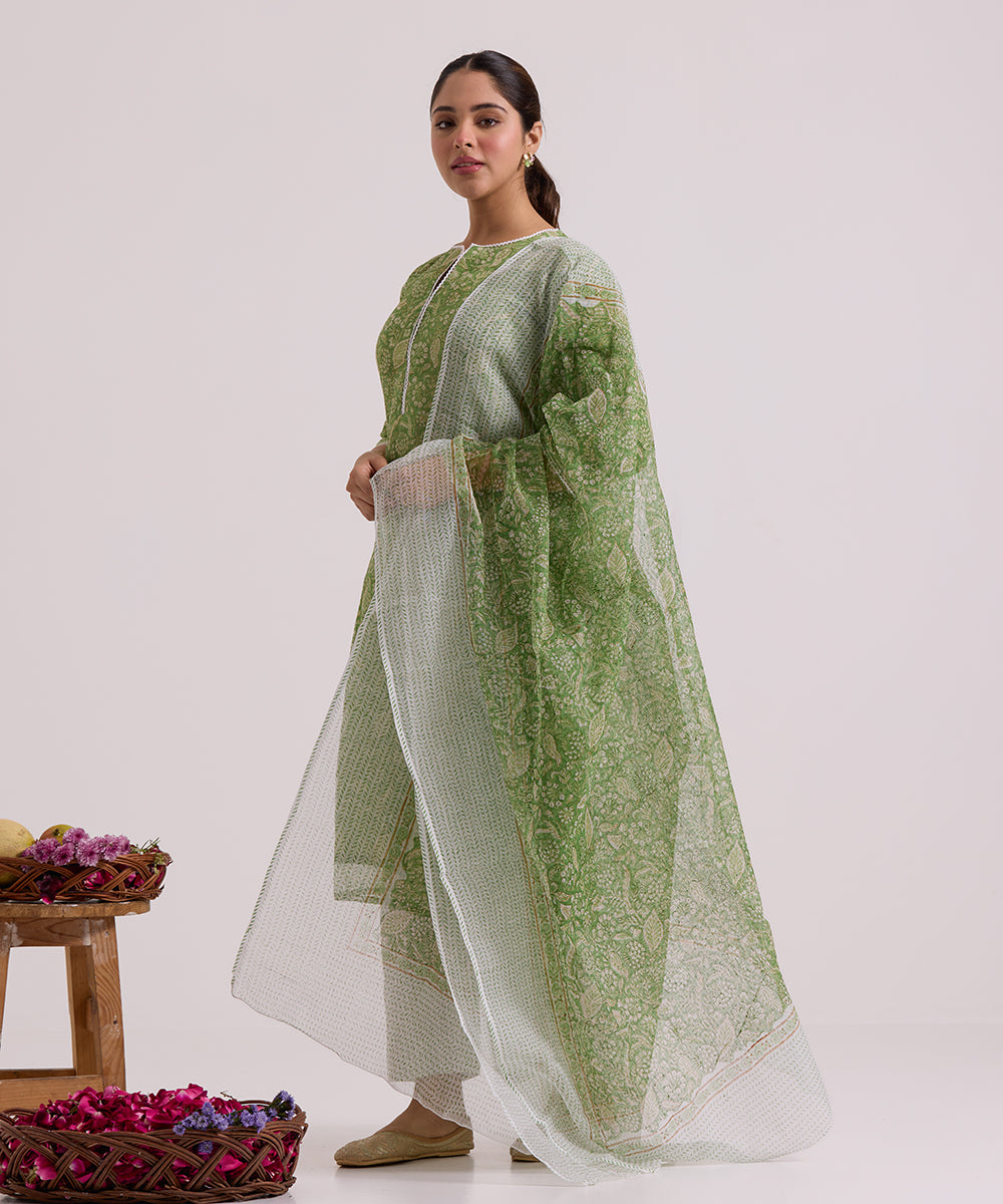 Green_Hand_Block_Printed_Kota_Doria_Suit_Set_With_Dupatta_WeaverStory_02