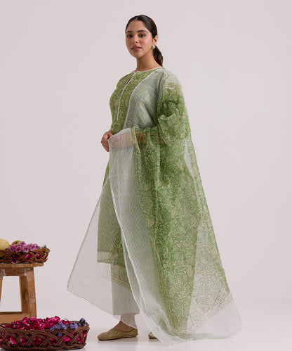 Green_Hand_Block_Printed_Kota_Doria_Suit_Set_With_Dupatta_WeaverStory_02