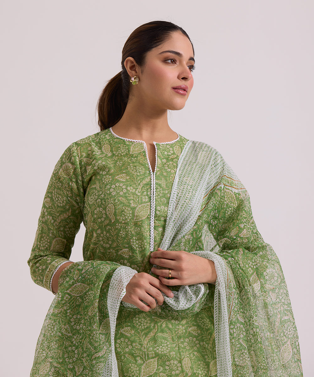 Green_Hand_Block_Printed_Kota_Doria_Suit_Set_With_Dupatta_WeaverStory_05