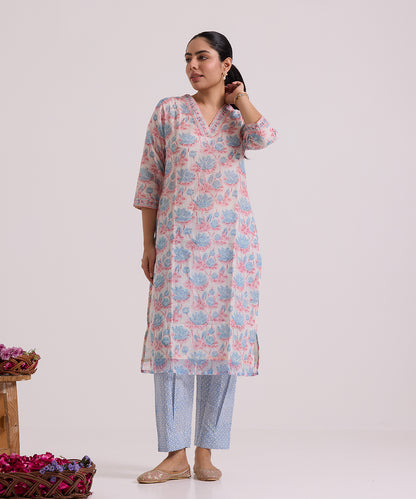 White_Lotus_Hand_Block_Printed_Kota_Doria_Suit_Set_With_Dupatta_WeaverStory_03