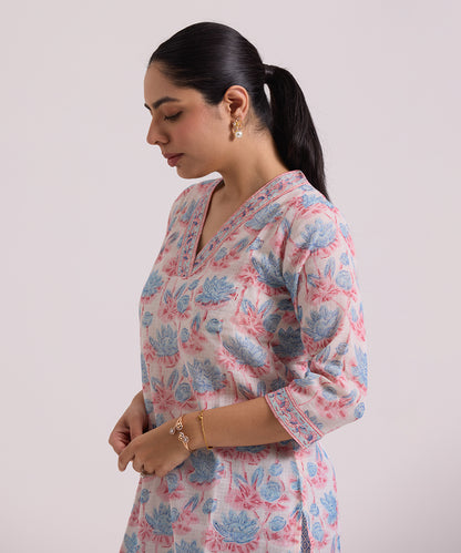 White_Lotus_Hand_Block_Printed_Kota_Doria_Suit_Set_With_Dupatta_WeaverStory_04