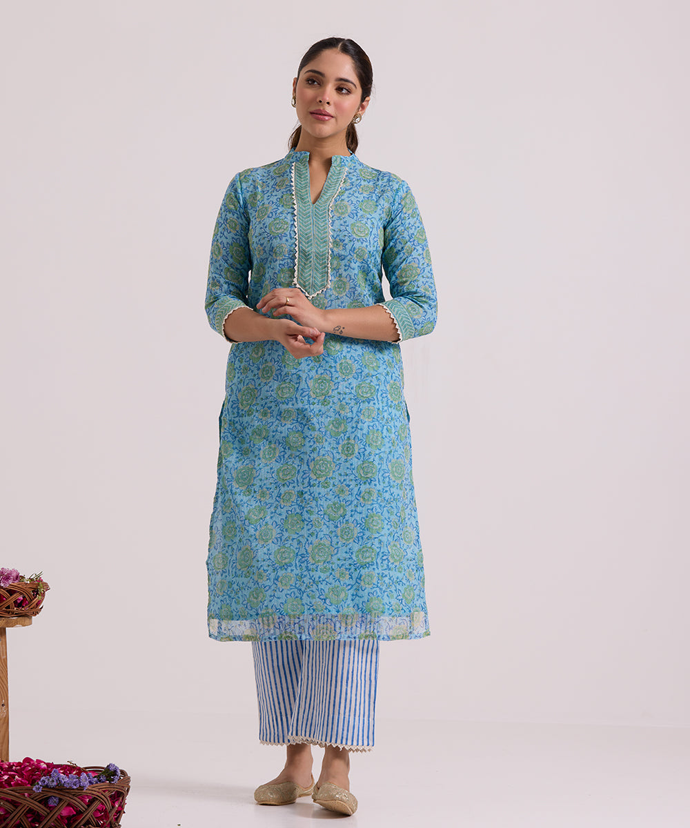 Blue_Hand_Block_Printed_Kota_Doria_Suit_Set_With_Dupatta_WeaverStory_03