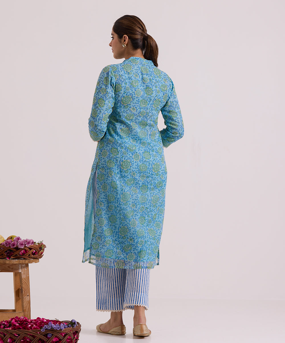 Blue_Hand_Block_Printed_Kota_Doria_Suit_Set_With_Dupatta_WeaverStory_04