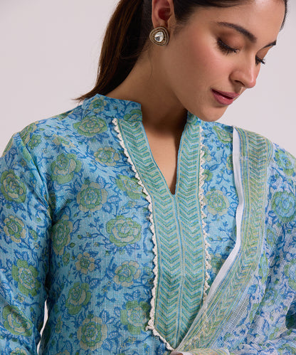 Blue_Hand_Block_Printed_Kota_Doria_Suit_Set_With_Dupatta_WeaverStory_06
