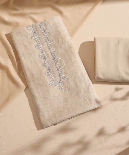 Beige_Lucknawi_Tissue_Kurtas_With_Embroidery_And_Lining_WeaverStory_01
