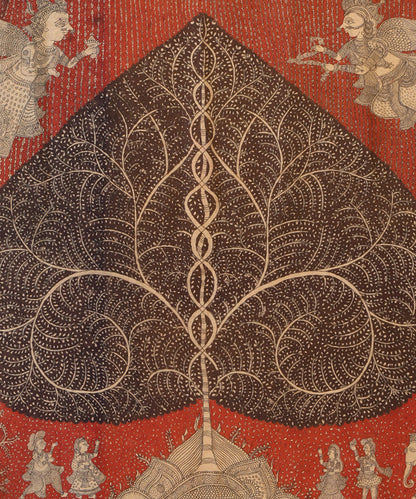 Musterd_And_Black_Handloom_Pure_Cotton_Chanderi_Bandhani_Mata-Ni-Pachedi_Saree_With_Hand_Printed_Pecock_And_Tree_On_Pallu_WeaverStory_03
