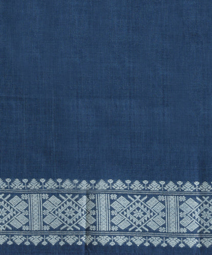 Blue_Handloom_Pure_Eri_Silk_Assam_Indigo_Dye_Saree_With_Multicoloured_Booti_On_Pallu_WeaverStory_06