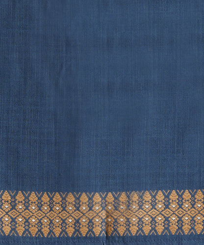 Blue_Handloom_Pure_Eri_Silk_Assam_Indigo_Dye_Saree_With_Beige_And_White_Small_And_Big_Floral_Booti_And_Beige_Border_WeaverStory_06