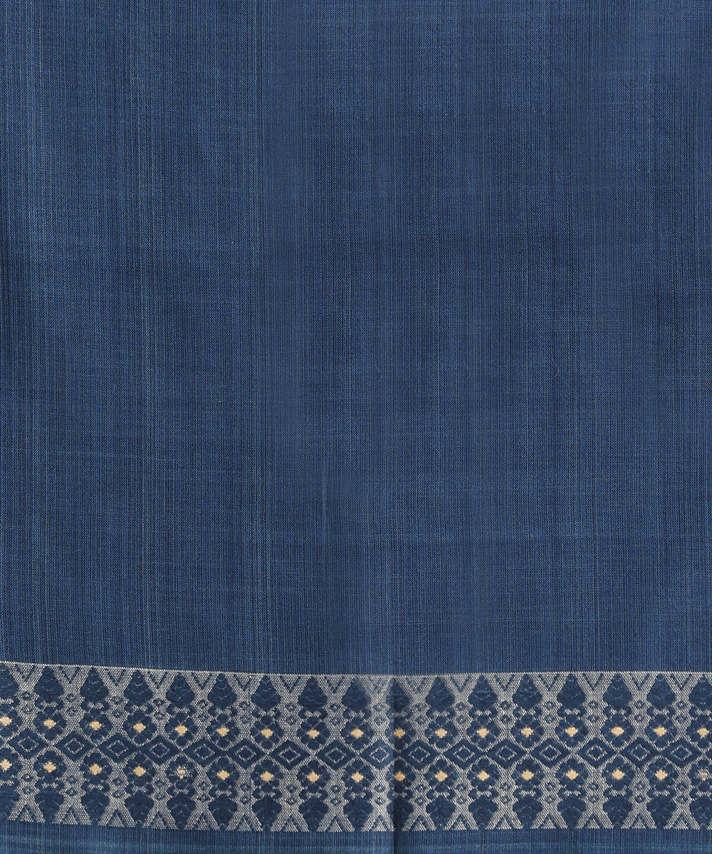 Blue_Handloom_Pure_Eri_Silk_Assam_Indigo_Dye_Saree_With_Beige_Selvedge_WeaverStory_06