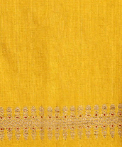 Yellow_Handloom_Pure_Eri_Silk_Turmeric_Dye_Saree_With_Red_And_Beige_Meena_WeaverStory_06