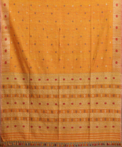 Mustard_Handloom_Pure_Eri_Silk_Assam_Manjistha_Dye_Saree_With_Multicoloured_Floral_Booti_WeaverStory_05