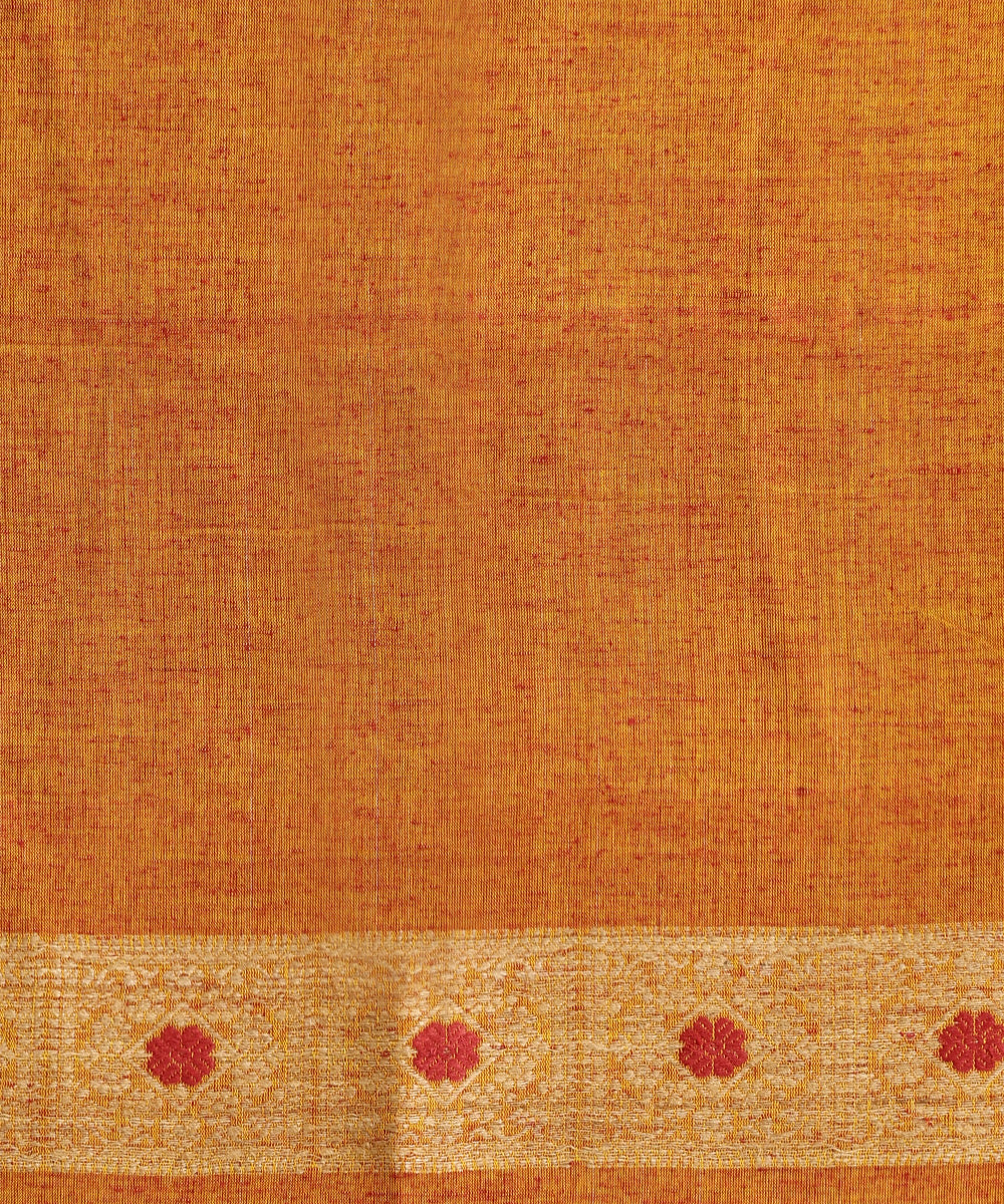 Mustard_Handloom_Pure_Eri_Silk_Assam_Manjistha_Dye_Saree_With_Multicoloured_Floral_Booti_WeaverStory_06