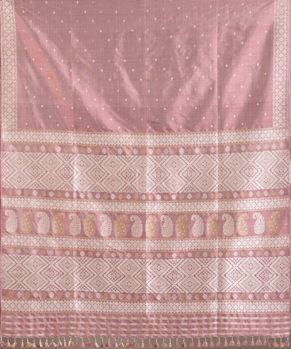 Lilac_Handloom_Pure_Mulberry_Silk_Lac_Stick_Dye_Saree_With_Ambi_Booti_On_Pallu_WeaverStory_06