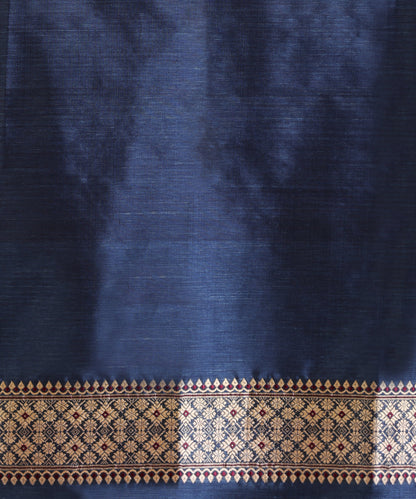 Blue_Handloom_Pure_Mulberry_Silk_Assam_Indigo_Dye_Saree_With_Intricate_Pallu_And_Red_Meena_WeaverStory_06