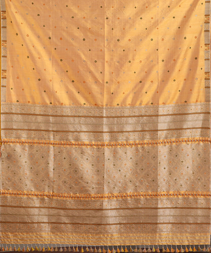 Dual_Tone_Handloom_Raw_Mulberry_Silk_Turmeric_Dye_Saree_With_Pista_Floral_Booti_WeaverStory_05