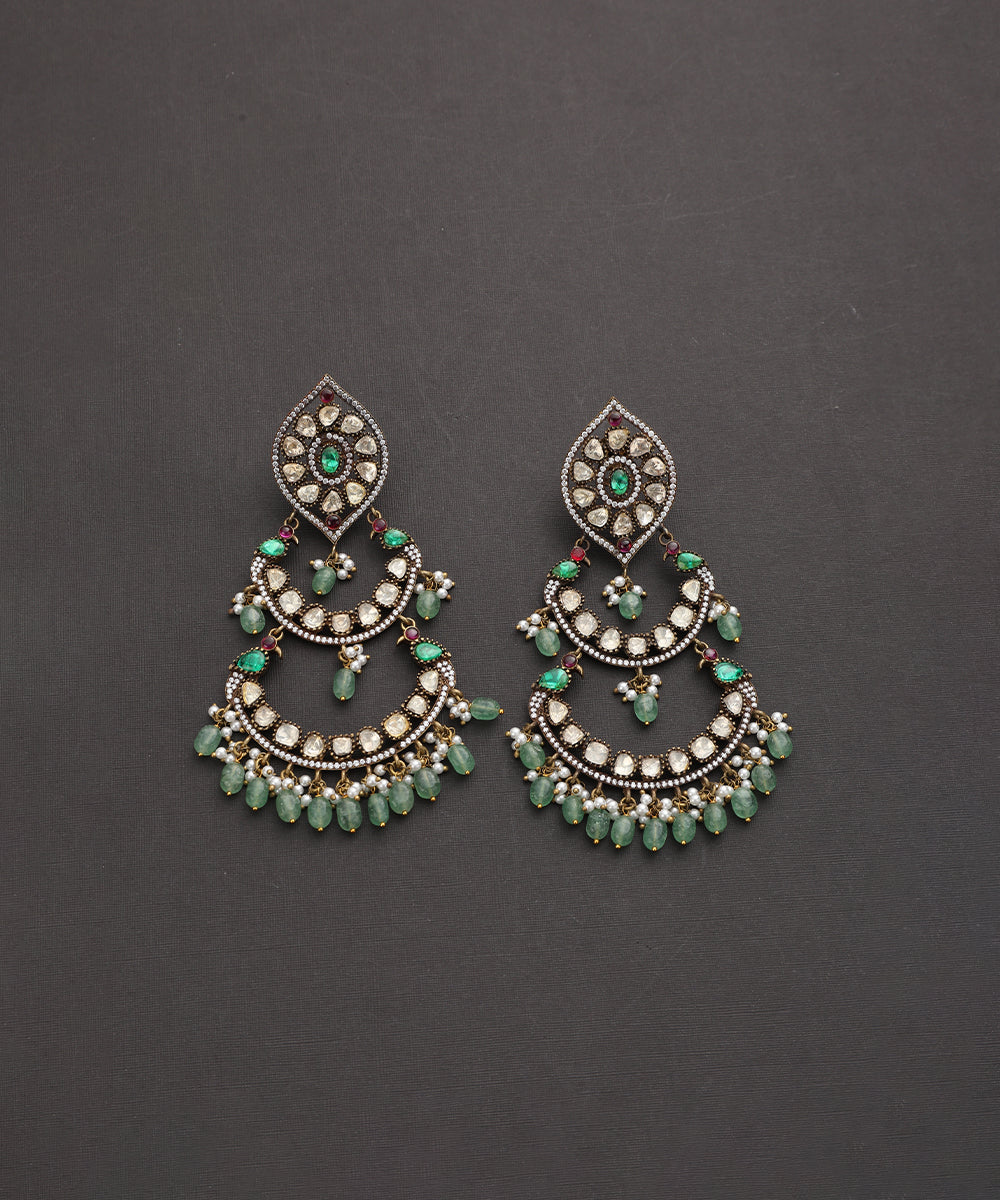 Mayurakshi_Handcrafted_Silver_Alloy_Chandbali_With_Victorian_Zirconia_And_Green_Semi_Precious_Stones_WeaverStory_02