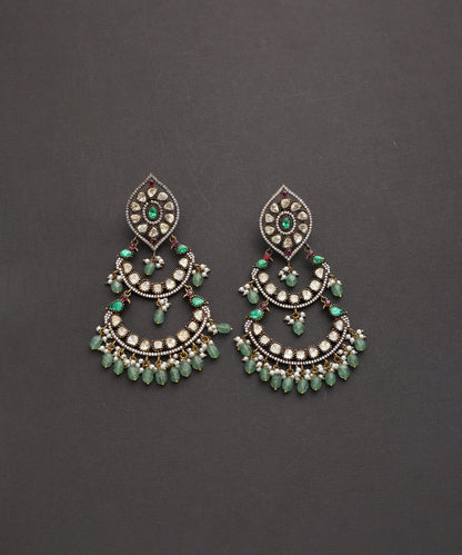 Mayurakshi_Handcrafted_Silver_Alloy_Chandbali_With_Victorian_Zirconia_And_Green_Semi_Precious_Stones_WeaverStory_02