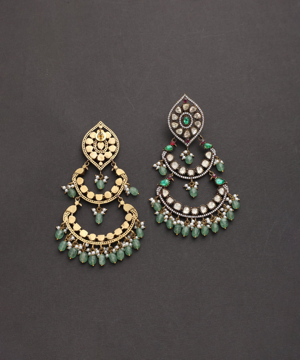 Mayurakshi_Handcrafted_Silver_Alloy_Chandbali_With_Victorian_Zirconia_And_Green_Semi_Precious_Stones_WeaverStory_03