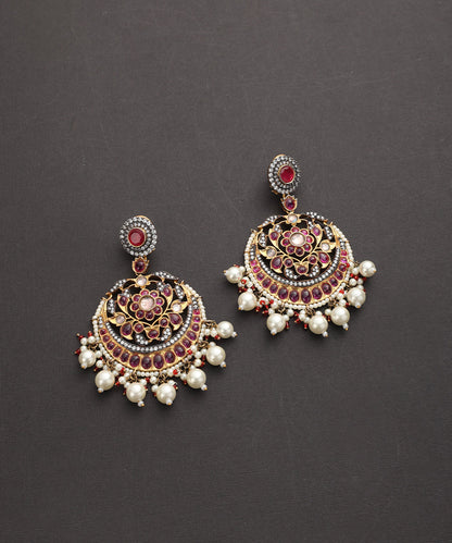 Sahara_Handcrafted_Silver_Alloy_Earrings_With_Ruby_And_Semi_Precious_Stones_WeaverStory_02