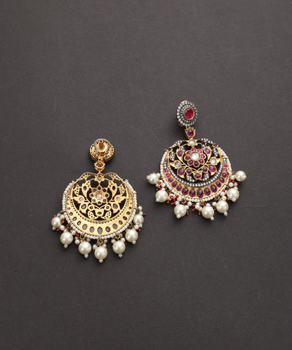 Sahara_Handcrafted_Silver_Alloy_Earrings_With_Ruby_And_Semi_Precious_Stones_WeaverStory_03