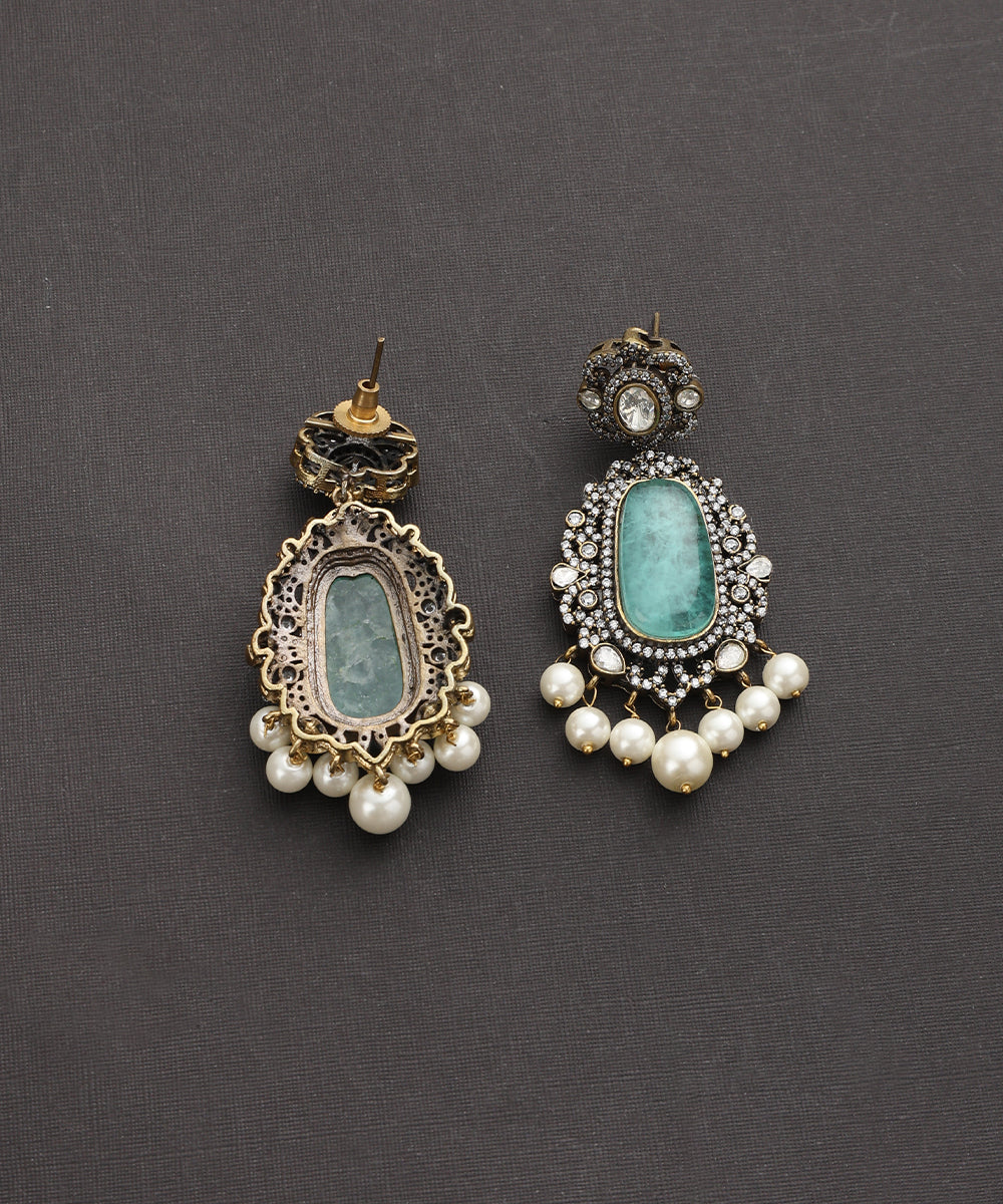 Dhanyasri_Handcrafted_Silver_Alloy_Earrings_With_Blue_Semi_Precious_Stones_WeaverStory_03