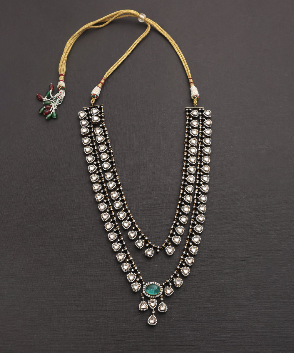 Myra_Handcrafted_Silver_Alloy_Necklace_With_Moissanite_Polki_And_Semi_Precious_Stones_WeaverStory_02