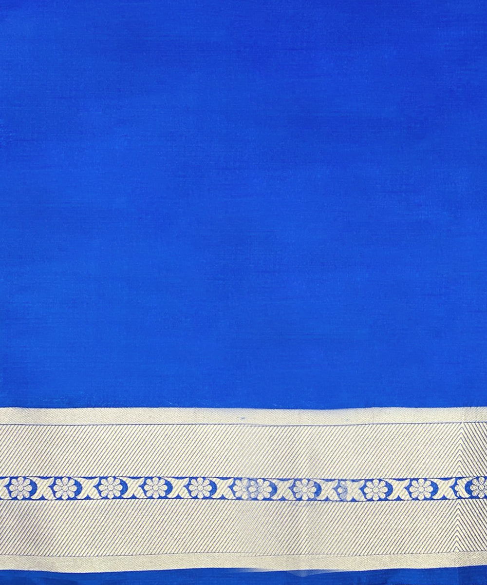 Electric Blue Handloom Pure Katan Silk Tanchoi Banarasi Saree