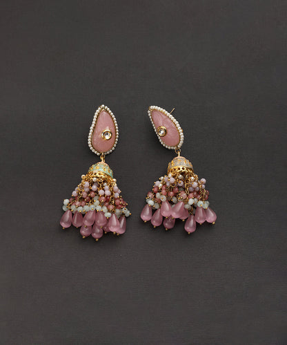 Divija_Handcrafted_Pink_Jhumka_With_Pearls_WeaverStory_02