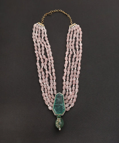 Ryka_Handcrafted_Necklace_With_Pink_And_Green_Semi_Precious_Stones_WeaverStory_02