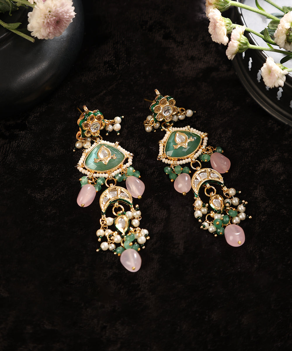 Rishima_Handcrafted_Earrings_With_Semi_Precious_Stones_And_Pearls_WeaverStory_01