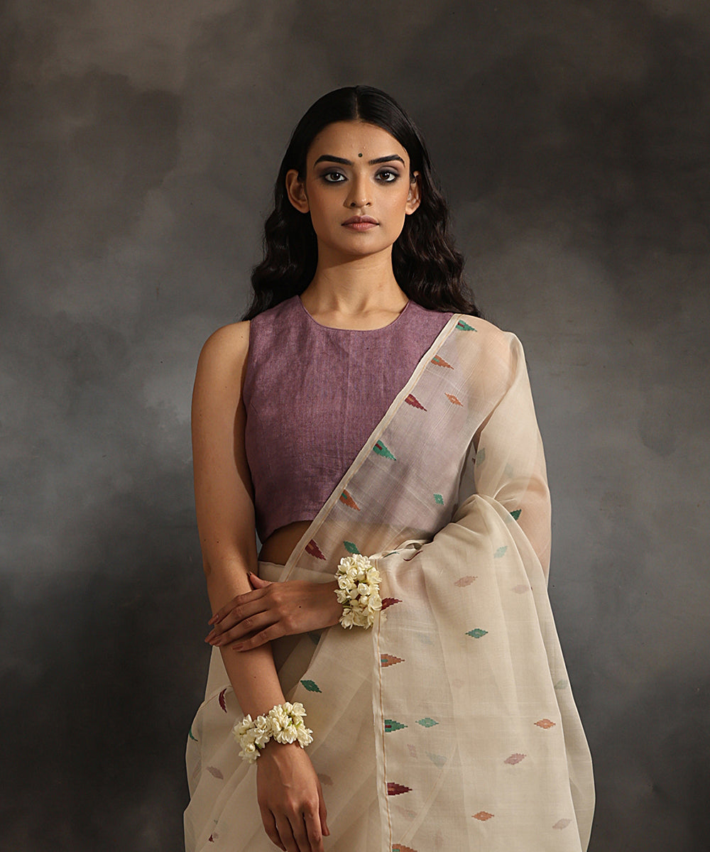 Handloom Onion Pink Pure Linen Stitched Blouse Blouses/ Crop Tops