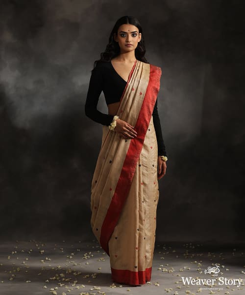 Premium Black & Red Dhakai Jamdani Saree - PinkLoom - 2445816