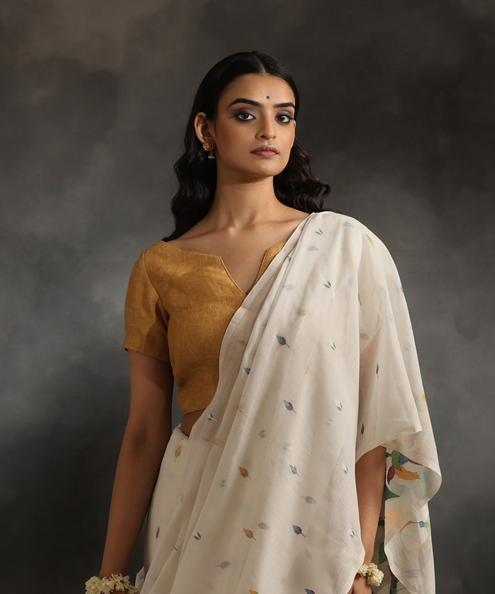 Ochre Yellow Pure Linen Stitched Blouse
