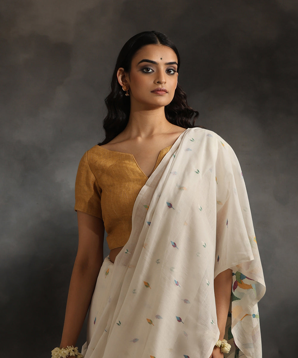 Ochre Yellow Pure Linen Stitched Blouse Blouses/ Crop Tops