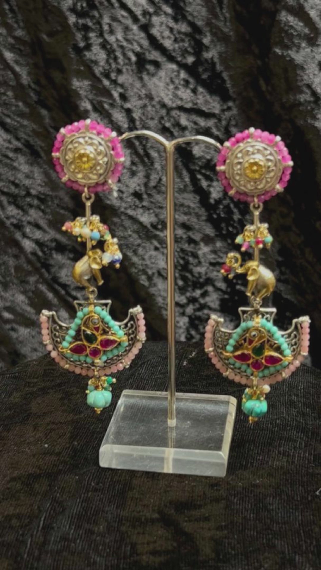 Kirin_Handcrafted_Oxidised_Pure_Silver_Kundan_Earrings_With_Elephant_And_Flower_Motif_WeaverStory_04