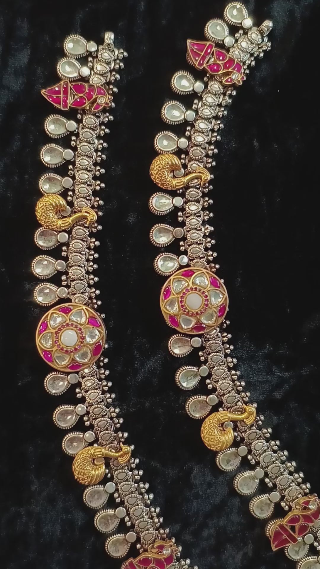 Ezhil Handcrafted Oxidised Pure Silver Anklets With Peacock Motifs