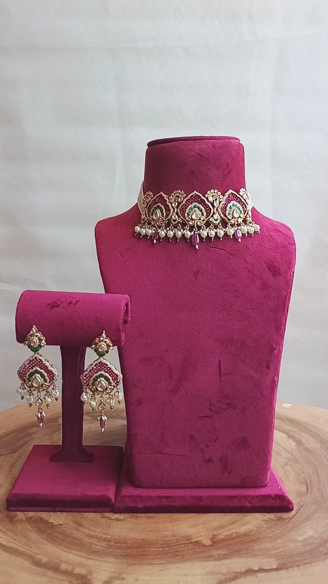 Zinnat Handcrafted Pure Silver Necklace Set With Pearls And Semi Precious Stones